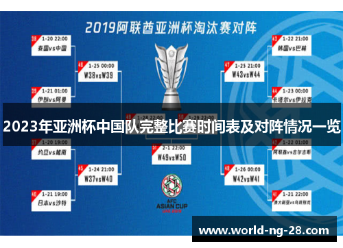 2023年亚洲杯中国队完整比赛时间表及对阵情况一览 2023年亚洲杯中国队完整比赛时间表及对阵情况一览